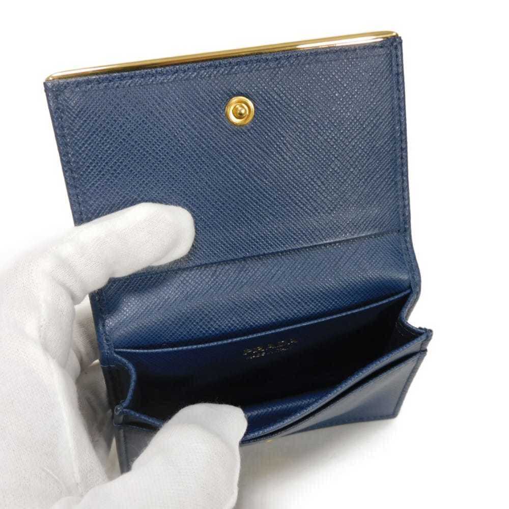 Prada Saffiano Metal Card Case, Blue, Snap Button Closure, Bi-fold, Plate, Bl... - Picture 5 of 16